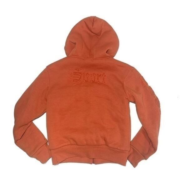 F & J Faux Fur Hoodie in Orange | Size M - Picture 2 of 4